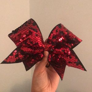 Red and black sequin cheer bow